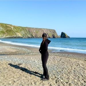 We Wore What Towel Terry Kick Flare Pants - Black